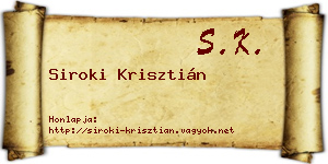 Siroki Krisztián névjegykártya
